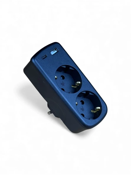 2 Soketli Akım Korumalı Priz | 12W USB + Type-C Hızlı Şarj Destekli Grup Priz - Resim 3