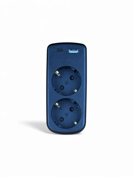 2 Soketli Akım Korumalı Priz | 12W USB + Type-C Hızlı Şarj Destekli Grup Priz - Resim 4