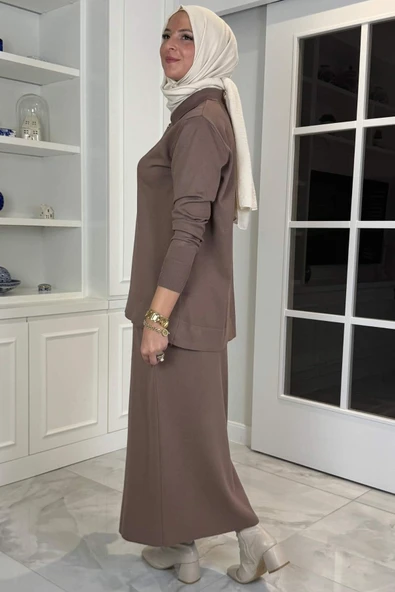 Sare Triko Takım Sütlü Kahve - Resim 3