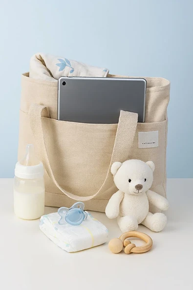 Kadın Krem El Omuz Ve Plaj Çantası Kanvas Çok Amaçlı Çanta - Resim 4