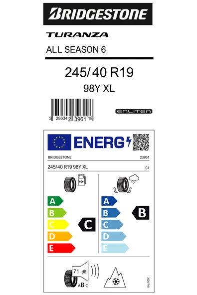 Bridgestone 245/40R19 98Y XL M+S SFM TURANZA ALL SEASON 6 OTO 4MEVSİM LASTİĞİ (ÜRETİM YILI:2025) - Resim 4