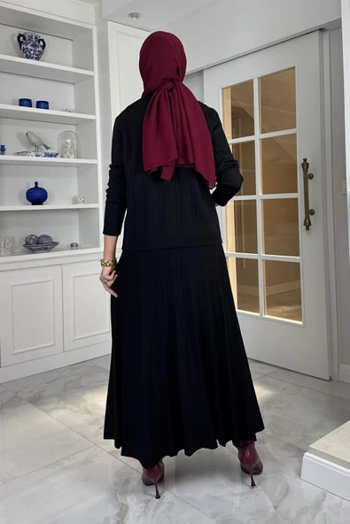 Defne Çelik Örme Triko Takım Siyah - Resim 5