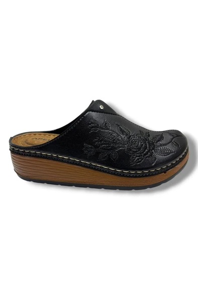 Apella Safir 797-26 Gül İşlemeli Anatomik Sabo Kadın Terlik - Resim 2