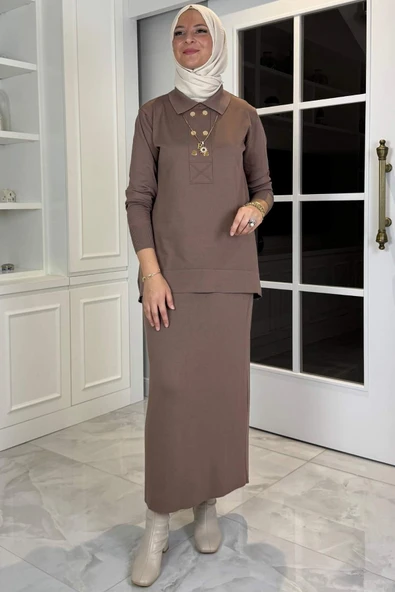 Sare Triko Takım Sütlü Kahve ürün görseli 1