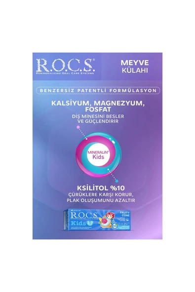 Rocs Kids 3-7 Yaş Meyve Külahı Diş Macunu 35 ml - Resim 4