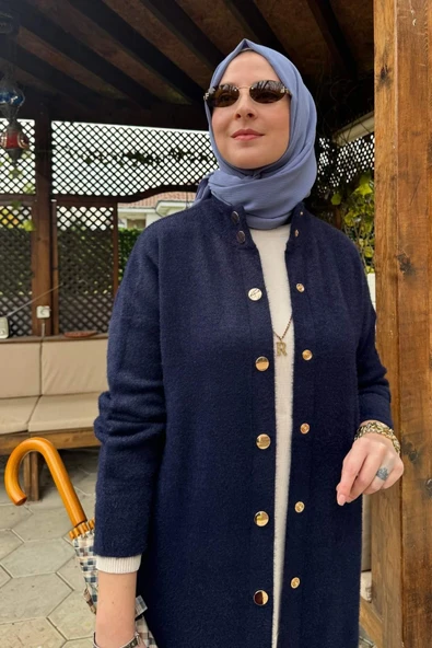 Yakut Angora Triko Kap Lacivert - Resim 2