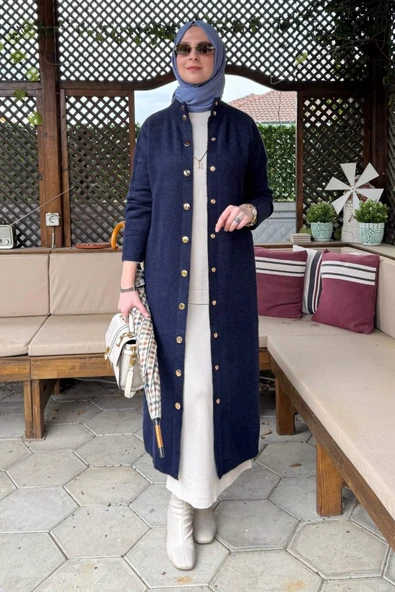 Yakut Angora Triko Kap Lacivert - Resim 7