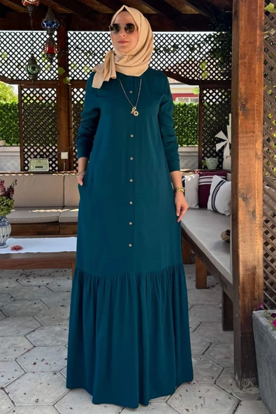 Süreyya Gömlek Elbise Petrol Mavisi ürün görseli 1