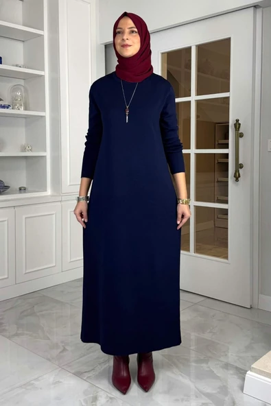 Öykü Çelik Örme Triko Elbise Lacivert - Resim 6