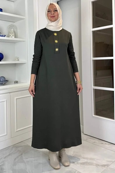 Güneş Triko Elbise Haki ürün görseli 1
