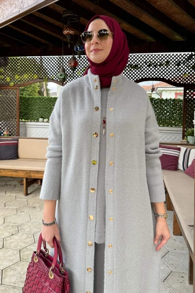 Yakut Angora Triko Kap Gri - Resim 2