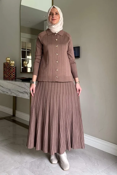 Yonca Triko Takım Sütlü Kahve - Resim 6