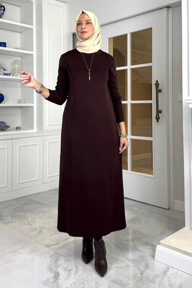 Öykü Çelik Örme Triko Elbise Acı Kahve ürün görseli 1