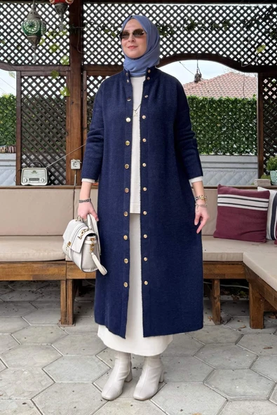 Yakut Angora Triko Kap Lacivert - Resim 4