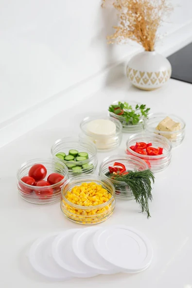 4'lü Premium Kahvaltılık Seti 410 cc Beyaz Plastik Kapaklı, Cam Saklama Kabı, Hava Geçirmez - Resim 3