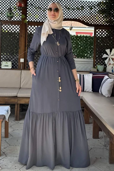Süreyya Gömlek Elbise Antrasit ürün görseli 1