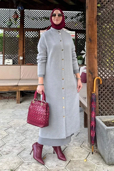 Yakut Angora Triko Kap Gri - Resim 5