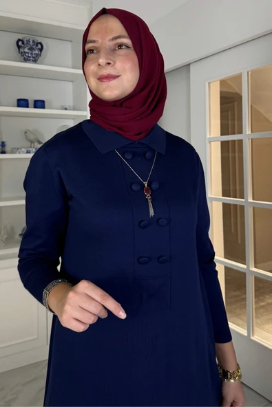 Laçin Triko Elbise Lacivert - Resim 2