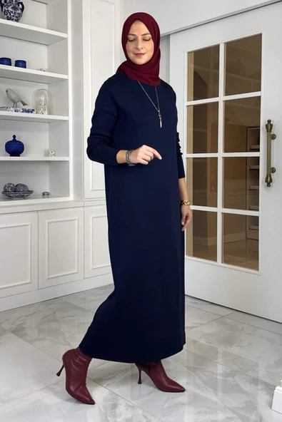 Öykü Çelik Örme Triko Elbise Lacivert - Resim 3