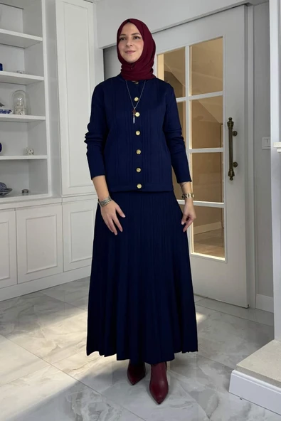 Defne Çelik Örme Triko Takım Lacivert ürün görseli 1