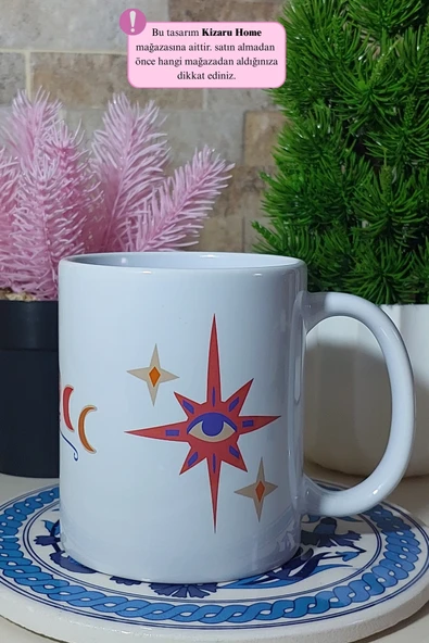 Tek Göz Manifest Tasarım Porselen Kupa Bardak - Resim 3