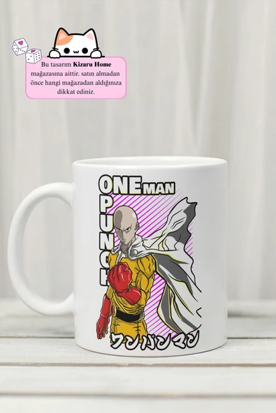 One Punch Man - Anime Tasarım Baskılı Porselen Kupa Bardak ürün görseli 1