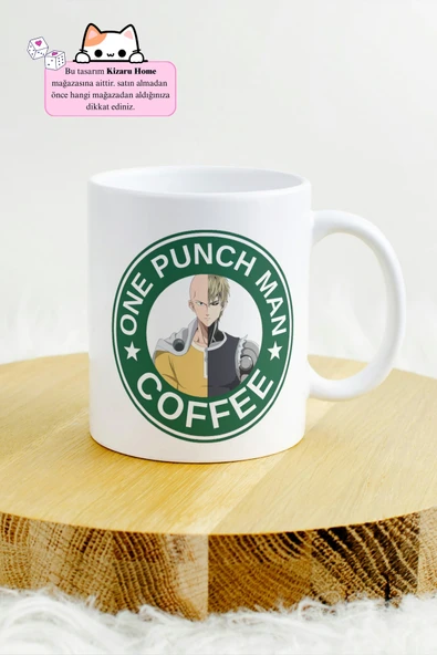 One Punch Man - One Punch Man Coffee Anime Tasarım Baskılı Porselen Kupa Bardak - Resim 2