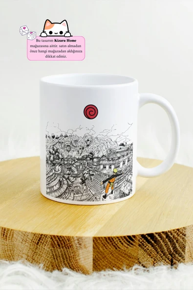 Naruto- Naruto and Sasuke Anime Tasarım Baskılı Porselen Kupa Bardak - Resim 2