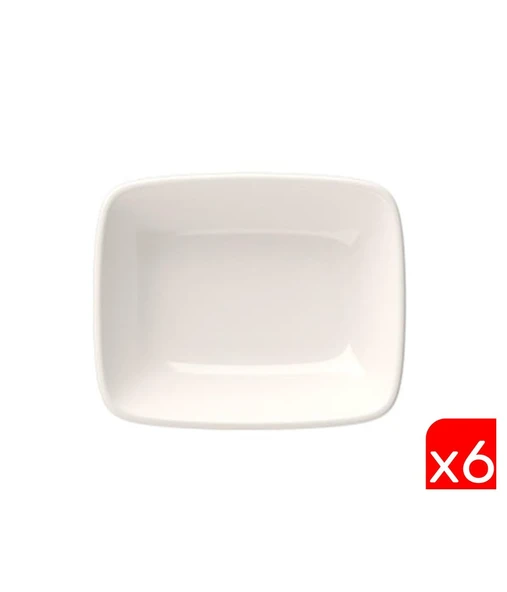 Tabak Evi Porselen Quadro Dikdörtgen Kayık Tabak 14X9,8cm 6 lı ürün görseli 1