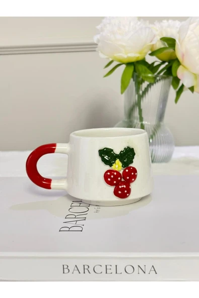 Kokina Kabartmalı Yılbaşı El Yapımı Kupa, Bardak, Kahve Fincanı ürün görseli 1