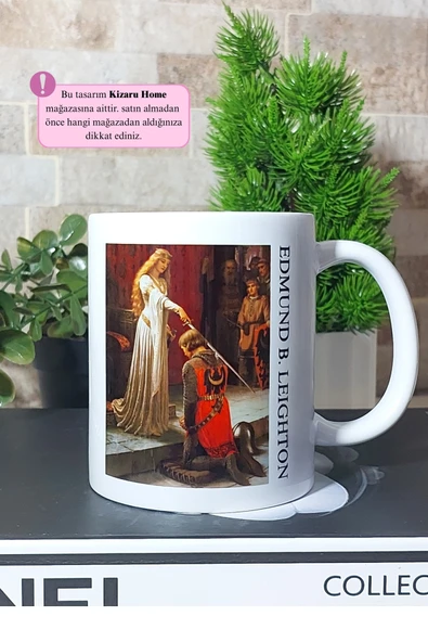 Edmund B. Leighton - Tarihi Sanat Tasarımlı The Accolade Baskılı Porselen Kupa Bardak - Resim 3