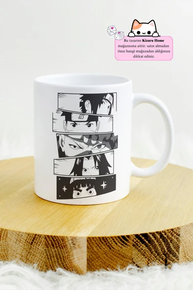 Naruto Shippuden - Anime Tasarım Baskılı Porselen Kupa Bardak - Resim 2