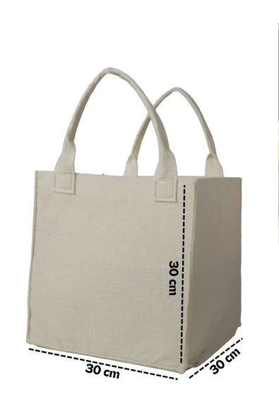 Keçe Küp Oyuncak Kutusu Kulplu Krem Organizer ürün görseli 1