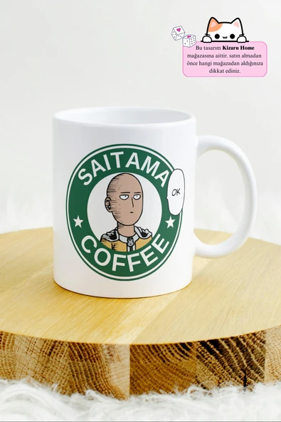 One Punch Man - Saitama Coffee Anime Tasarım Baskılı Porselen Kupa Bardak - Resim 2
