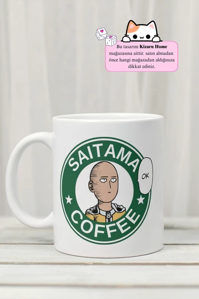 One Punch Man - Saitama Coffee Anime Tasarım Baskılı Porselen Kupa Bardak ürün görseli 1