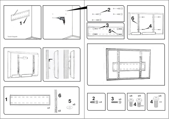 PrimeX STR-30S 22-42" Vesa Universal TV-Monitör Askı Aparatı, Sabit Kilitli Max 35kg Lcd-Led Tv Duvar Askı Aparatı (inç Aralığı Tüm TV ve Monitör Uyumlu) - Resim 2