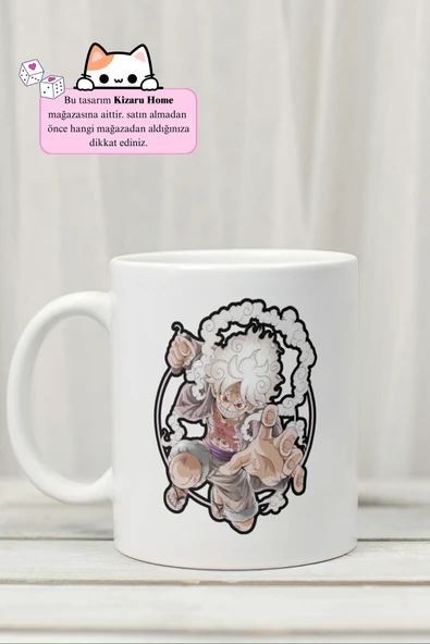 One Piece - Luffy Gear 5 Anime Tasarım Baskılı Porselen Kupa Bardak ürün görseli 1