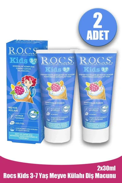 Rocs Kids 3-7 Yaş Meyve Külahı Diş Macunu 35 ml 2 Adet ürün görseli 1