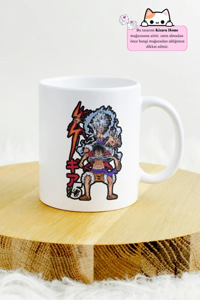 One Piece - Luffy Gear 5 Anime Tasarım Baskılı Porselen Kupa Bardak - Resim 2