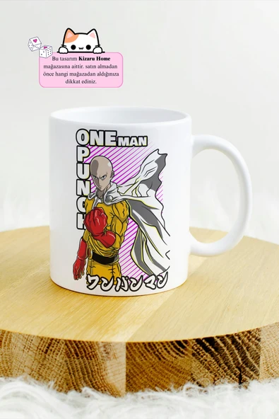 One Punch Man - Anime Tasarım Baskılı Porselen Kupa Bardak - Resim 2