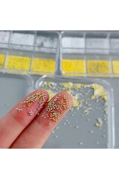 Fontenay Havyar Tırnak Taş Süsleme Nail Art Boncukları Gold ve Silver - Resim 2