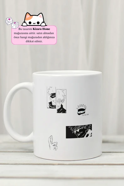 Jujutsu Kaisen - Satoru Gojo Anime Tasarım Baskılı Porselen Kupa Bardak ürün görseli 1