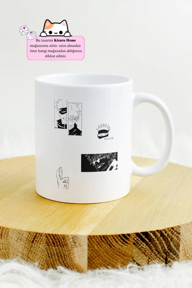 Jujutsu Kaisen - Satoru Gojo Anime Tasarım Baskılı Porselen Kupa Bardak - Resim 2