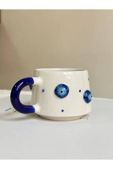 Nazar Boncuğu Kabartmalı El Yapımı Kupa, Bardak, Kahve Fincanı - Resim 2