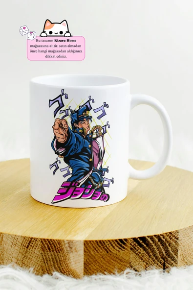 Jojo's Bizarre Adventure Anime Tasarım Baskılı Porselen Kupa Bardak - Resim 2