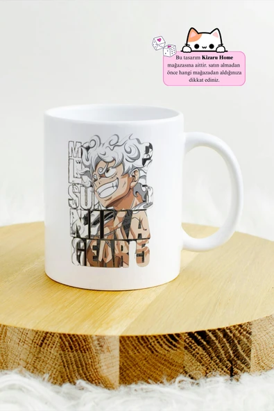 One Piece - Luffy Gear 5 Anime Tasarım Baskılı Porselen Kupa Bardak - Resim 2