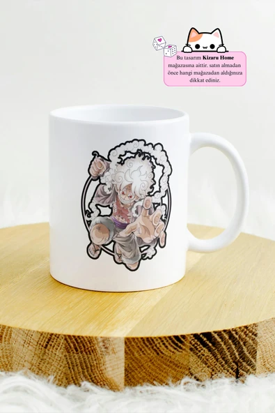 One Piece - Luffy Gear 5 Anime Tasarım Baskılı Porselen Kupa Bardak - Resim 2