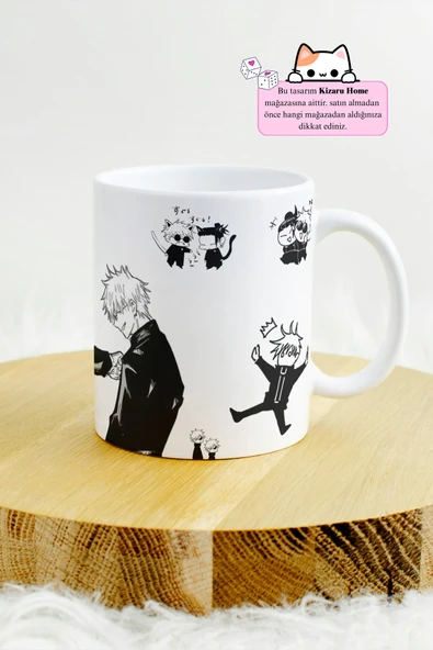 Jujutsu Kaisen- Gojo and Geto Friends Tasarım Anime Porselen Kupa Bardak - Resim 2