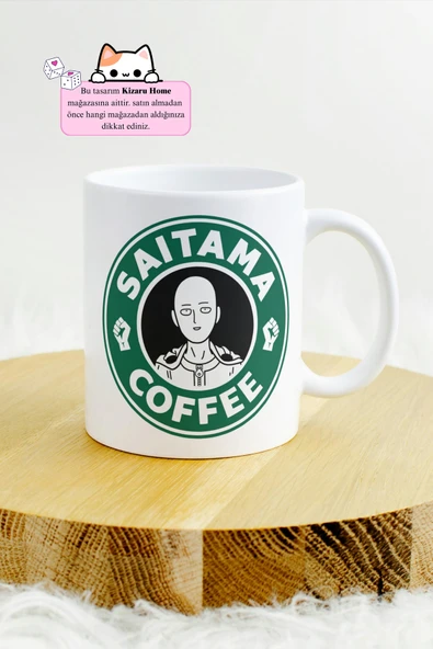 One Punch Man - Saitama Coffee Anime Tasarım Baskılı Porselen Kupa Bardak - Resim 2