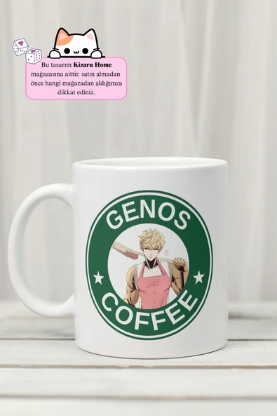 One Punch Man - Genos Coffee Anime Tasarım Baskılı Porselen Kupa Bardak ürün görseli 1